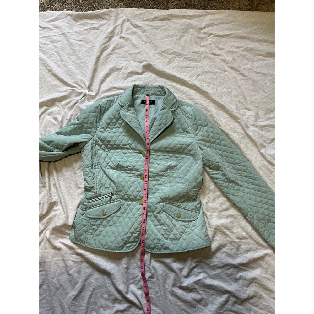 Talbots Mint Green Quilted Blazer Jacket Womens Size 12 Diamond Quilt Button Up - Picture 6 of 6